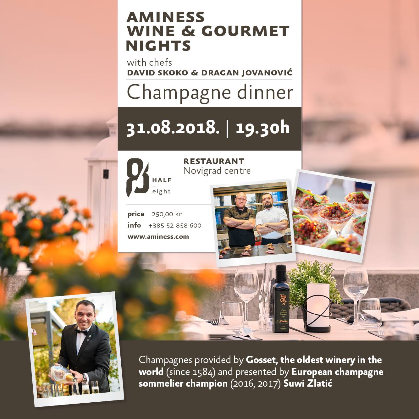 Aminess Wine & Gourmet Nights . Champagne Dinner . 31.8.2018