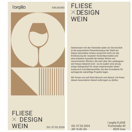 Fliese x Design x Wein = l´argilla 7.3.2023