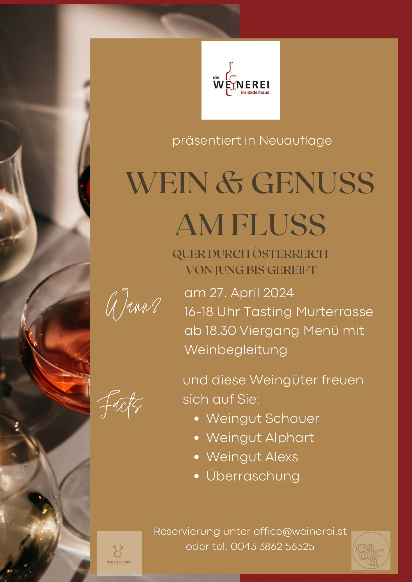 Wein & Genuss am Fluss . Weinerei im Baderhaus . 27.4.2024